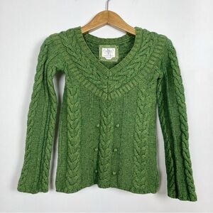 Vintage Old Navy Women’s Green Cable Knit Cotton Wool Blend‎ Sweater Size XS